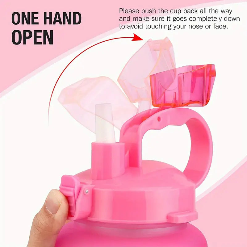 Motivational 64oz Water Bottle with Time Marker & Straw